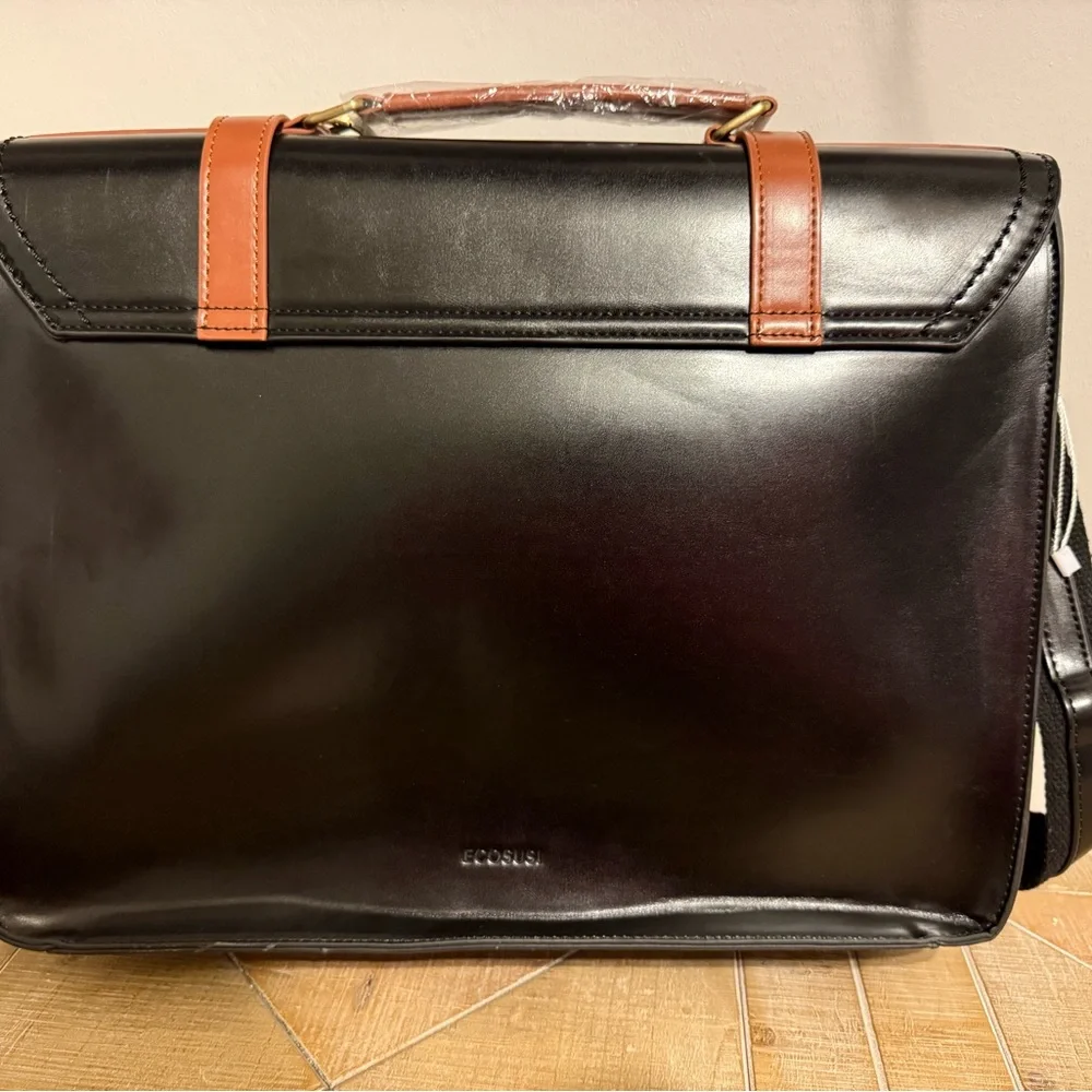 Crystal Bell Black and Brown Laptop Satchel Bag